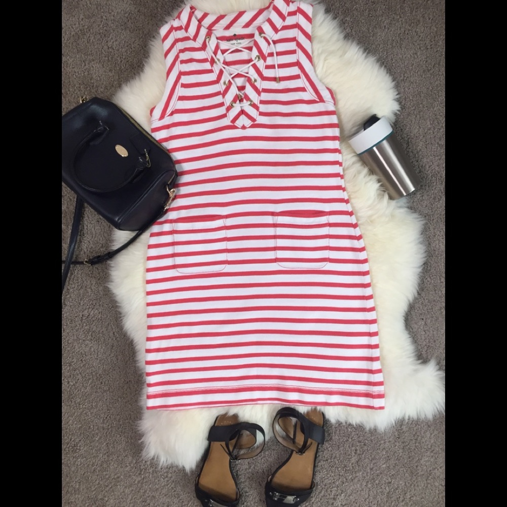 Kate Spade Orange & White Striped Front-Tie Dress